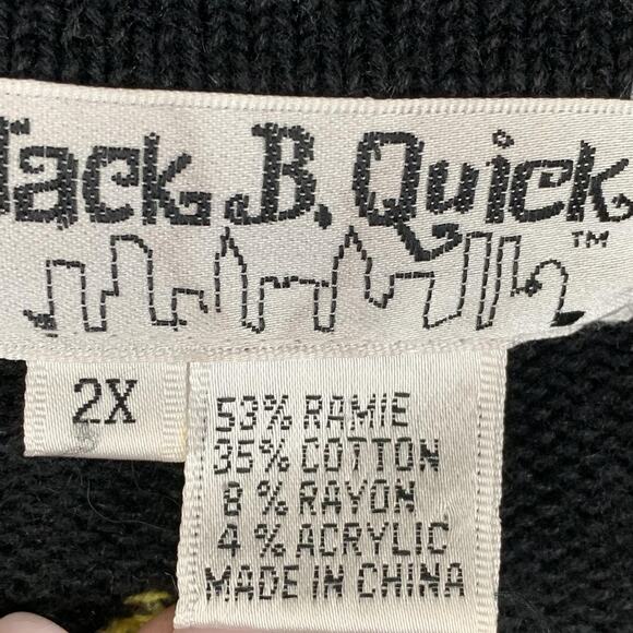 Vtg Jack B Quick Sweater Womens 2X Black Star Embroidered Beaded Cardigan - Picture 4 of 8